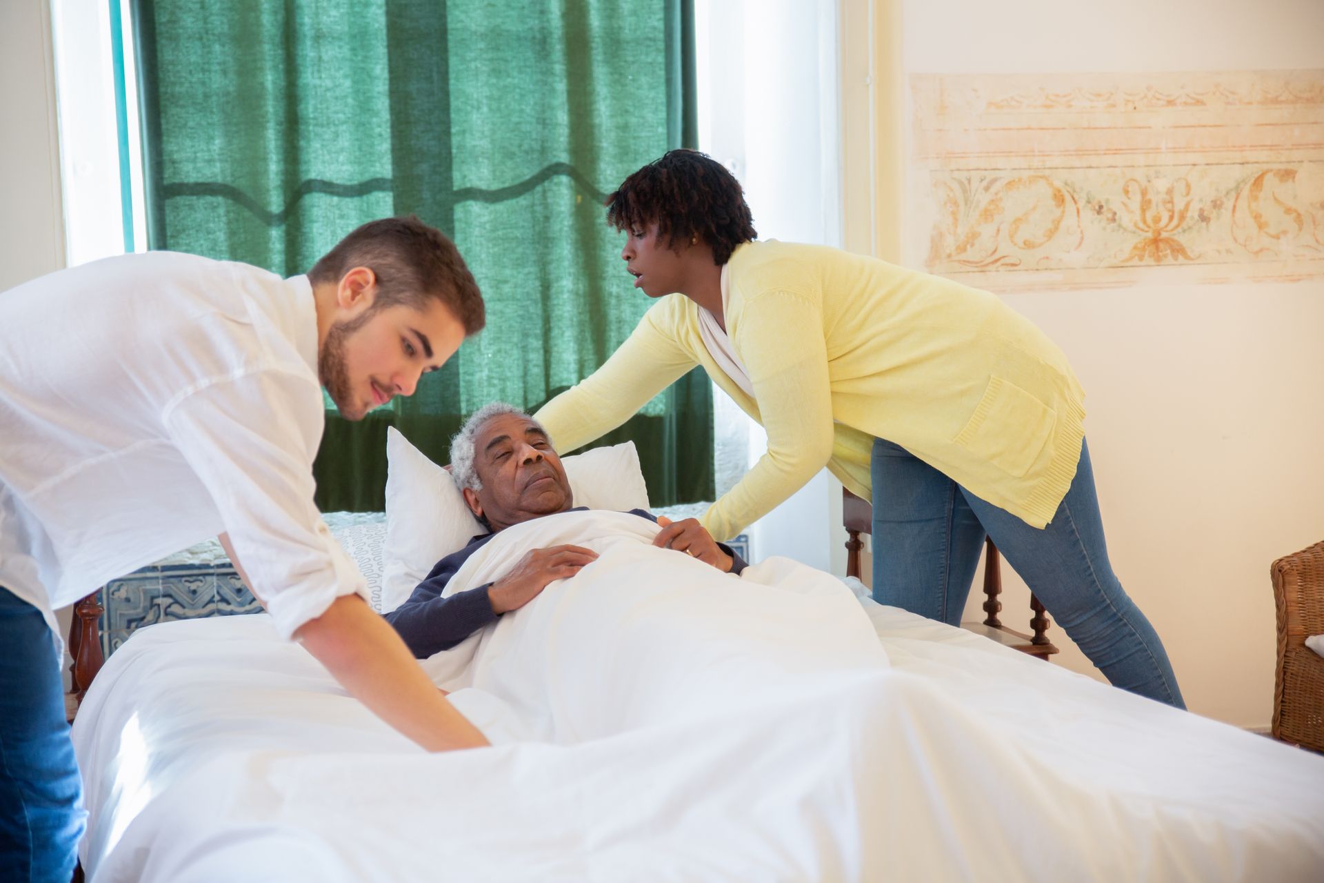 Family discussing care costs